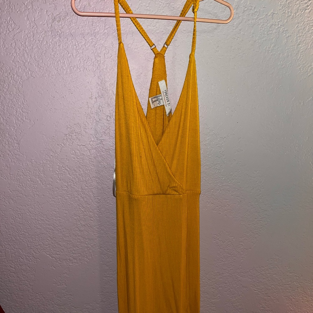 Forever 21 womens yellow slit maxi dress